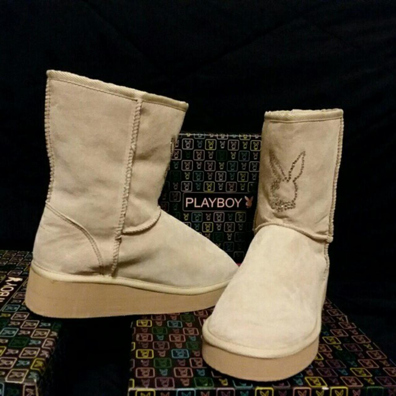 PLAYBOY Sydney Tan Suede Fleece Lined Boots Depop