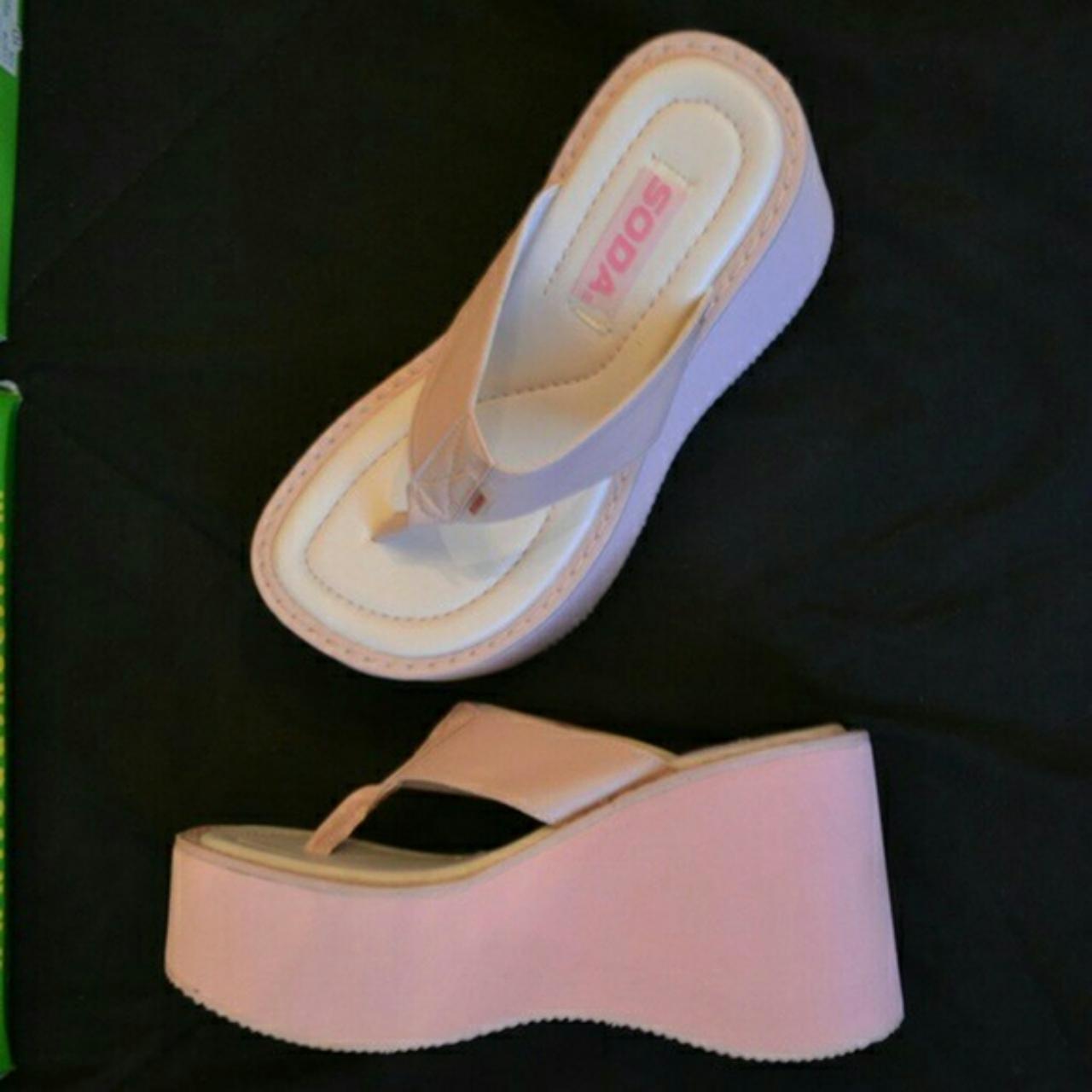 SODA Melba Pink Thong High Platform Sandals