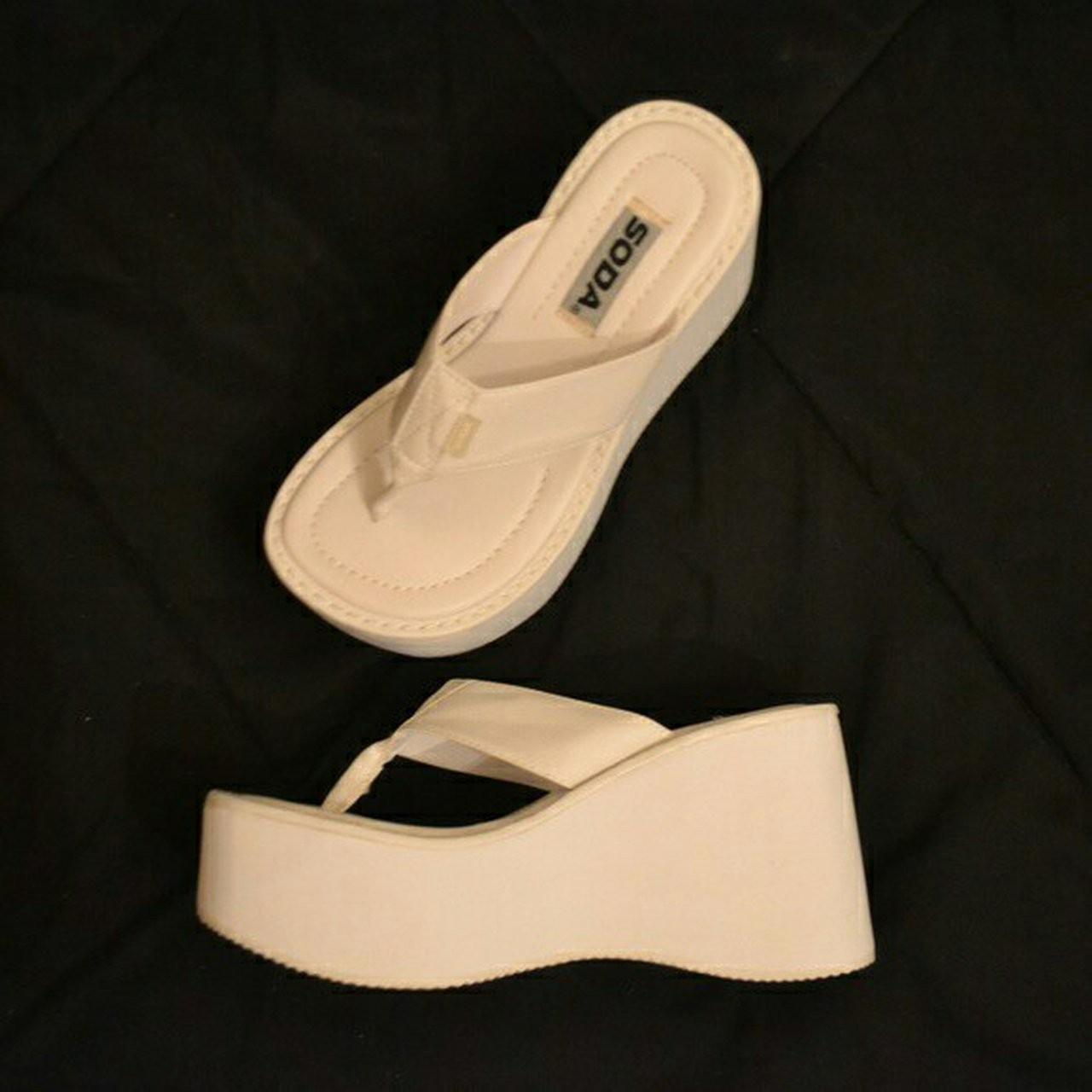 SODA Melba White Thong High Platform Shoes Sandals Depop