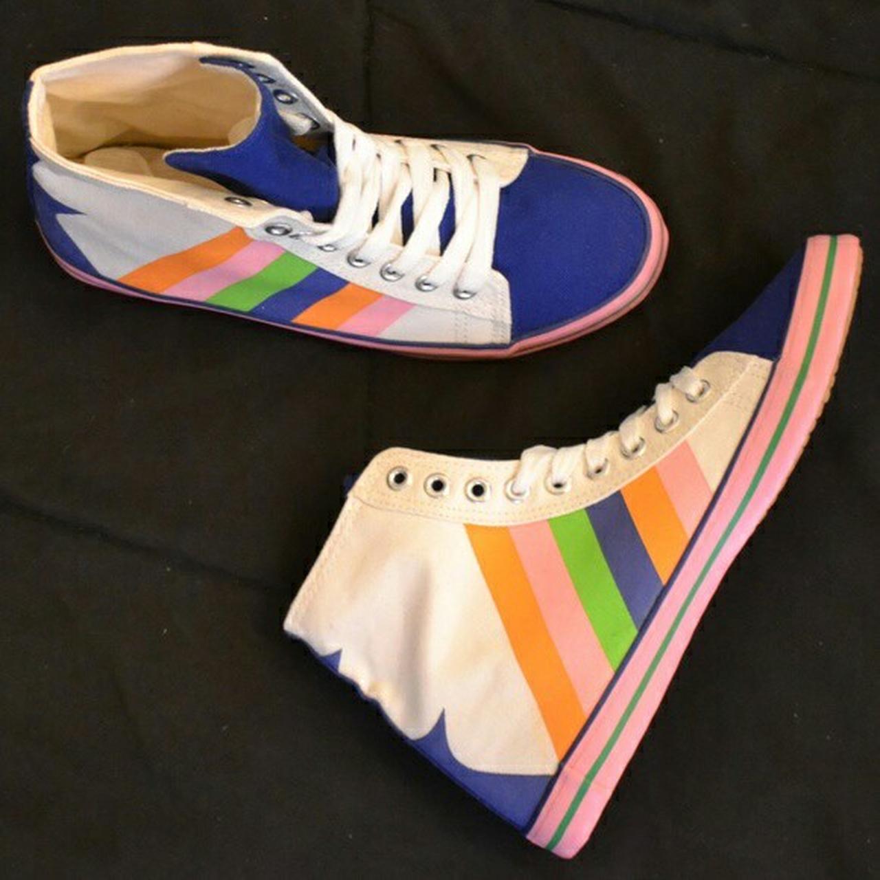 WILD DIVA Deltona Funky Blue Rainbow High Top Shoes