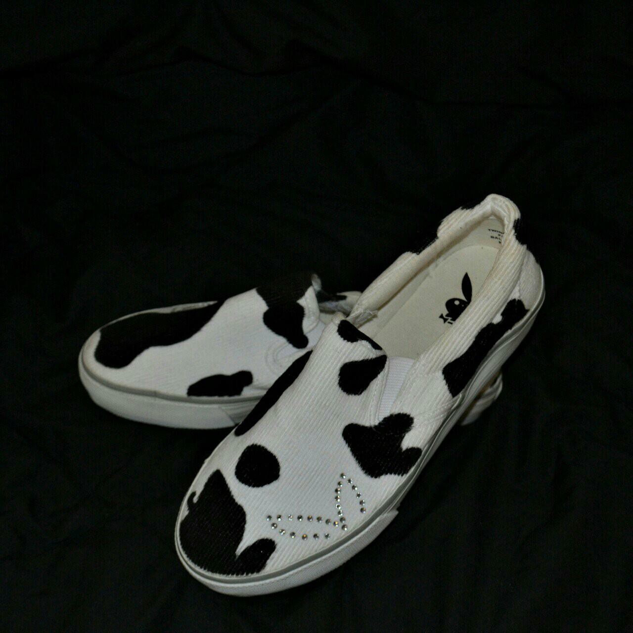 playboy cow print shoes