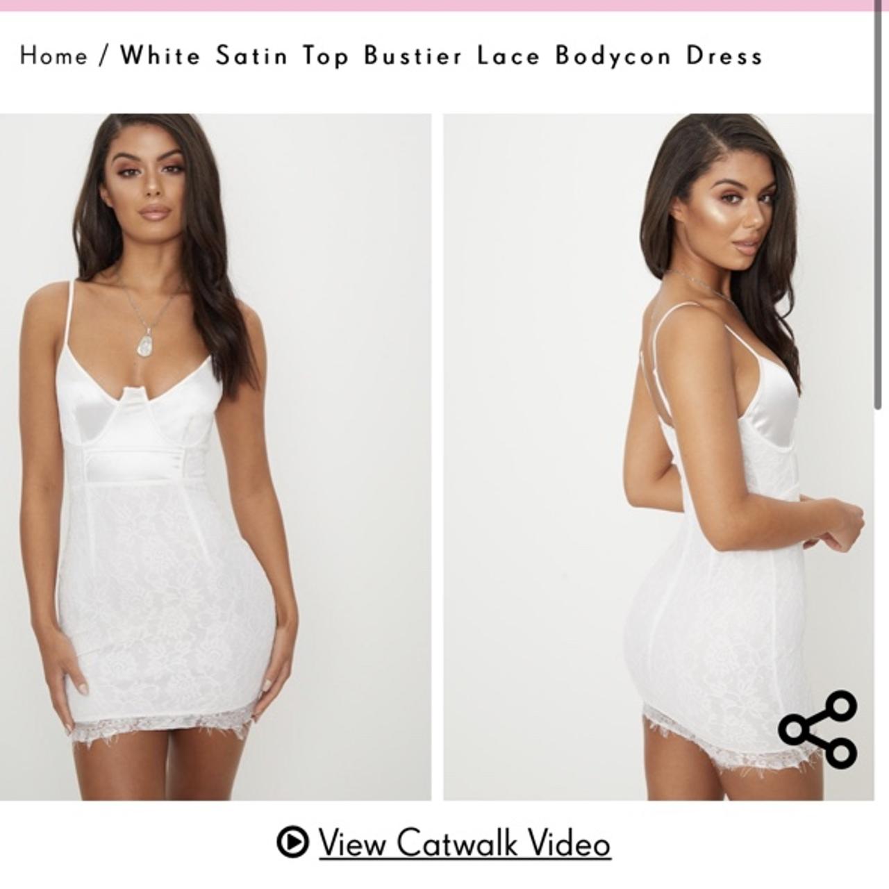 White satin top store bustier lace bodycon dress