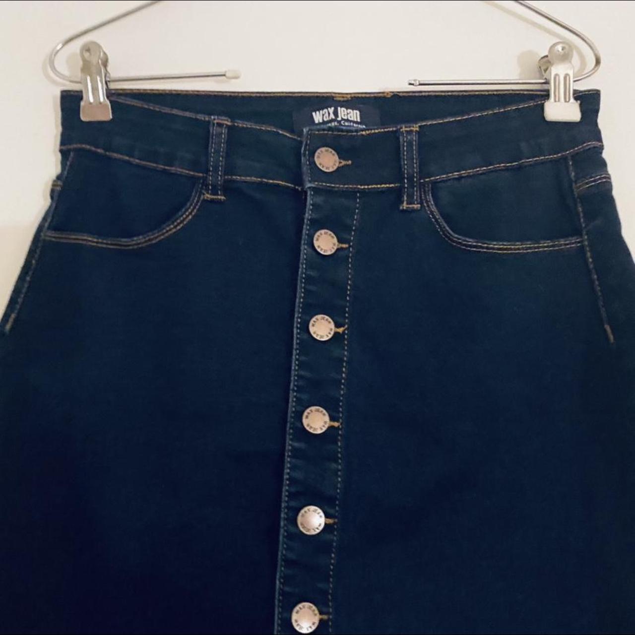 Wax Jean Dark Blue Denim Short Skirt With Buttons Depop