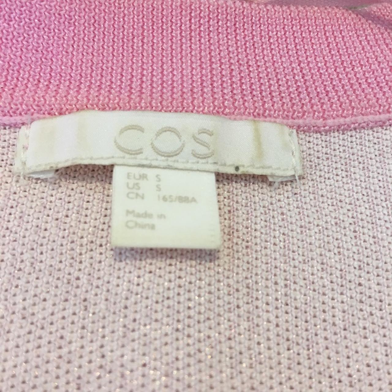 Pink shimmer cardigan. COS. Size Small. #pink #cos... - Depop