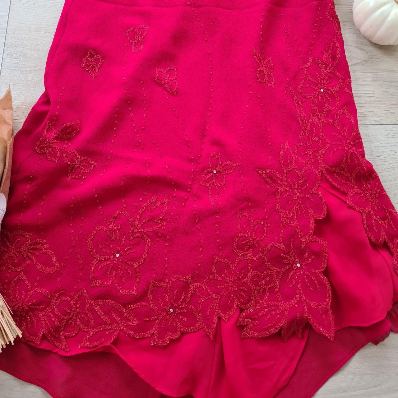 Product Image 3 - Bright red floral sequin embroidered