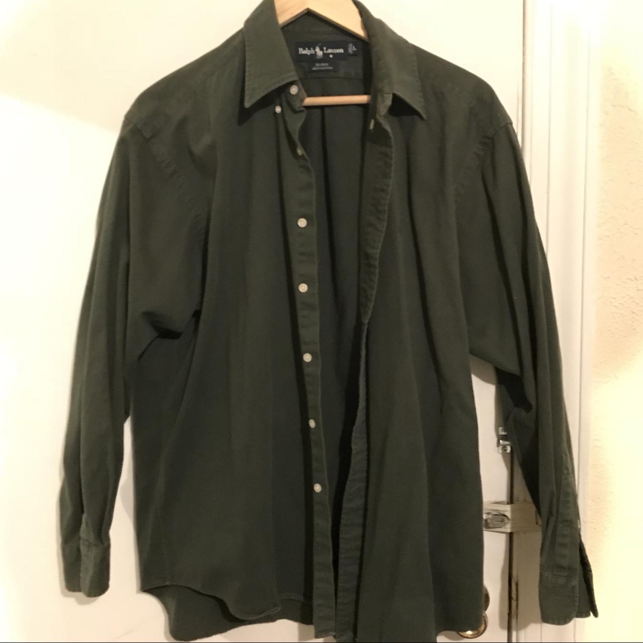 Men’s large Polo button-down, dark green Never worn,... - Depop