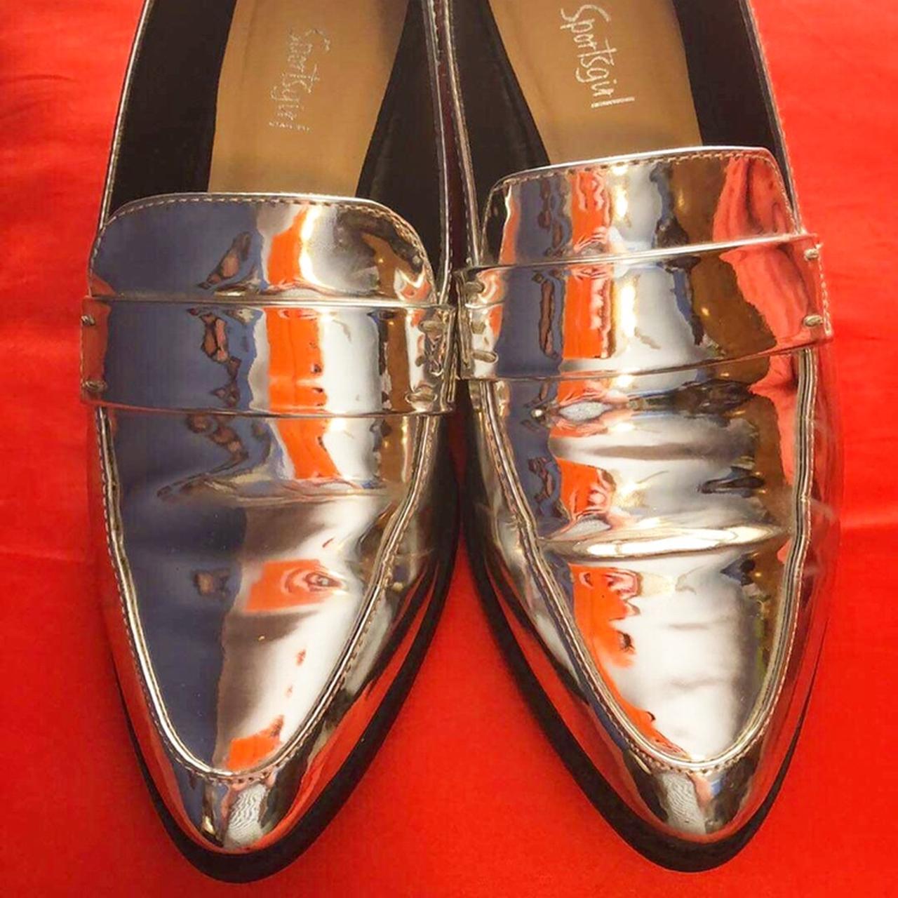 Sportsgirl shiny silver loafers, barely worn. Small... Depop