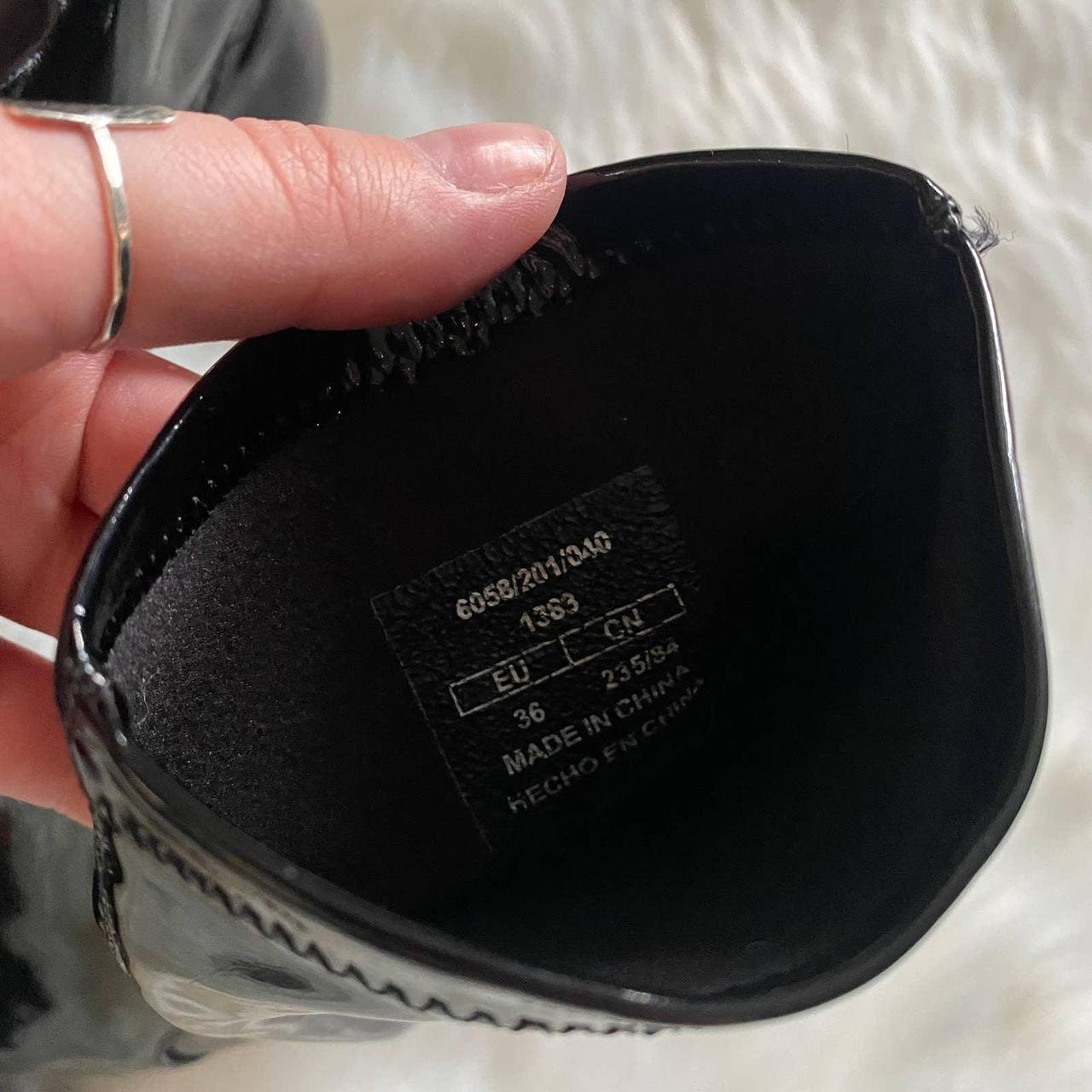 ZARA Black Faux Patent Leather Sock Ankle Boot Heels... Depop