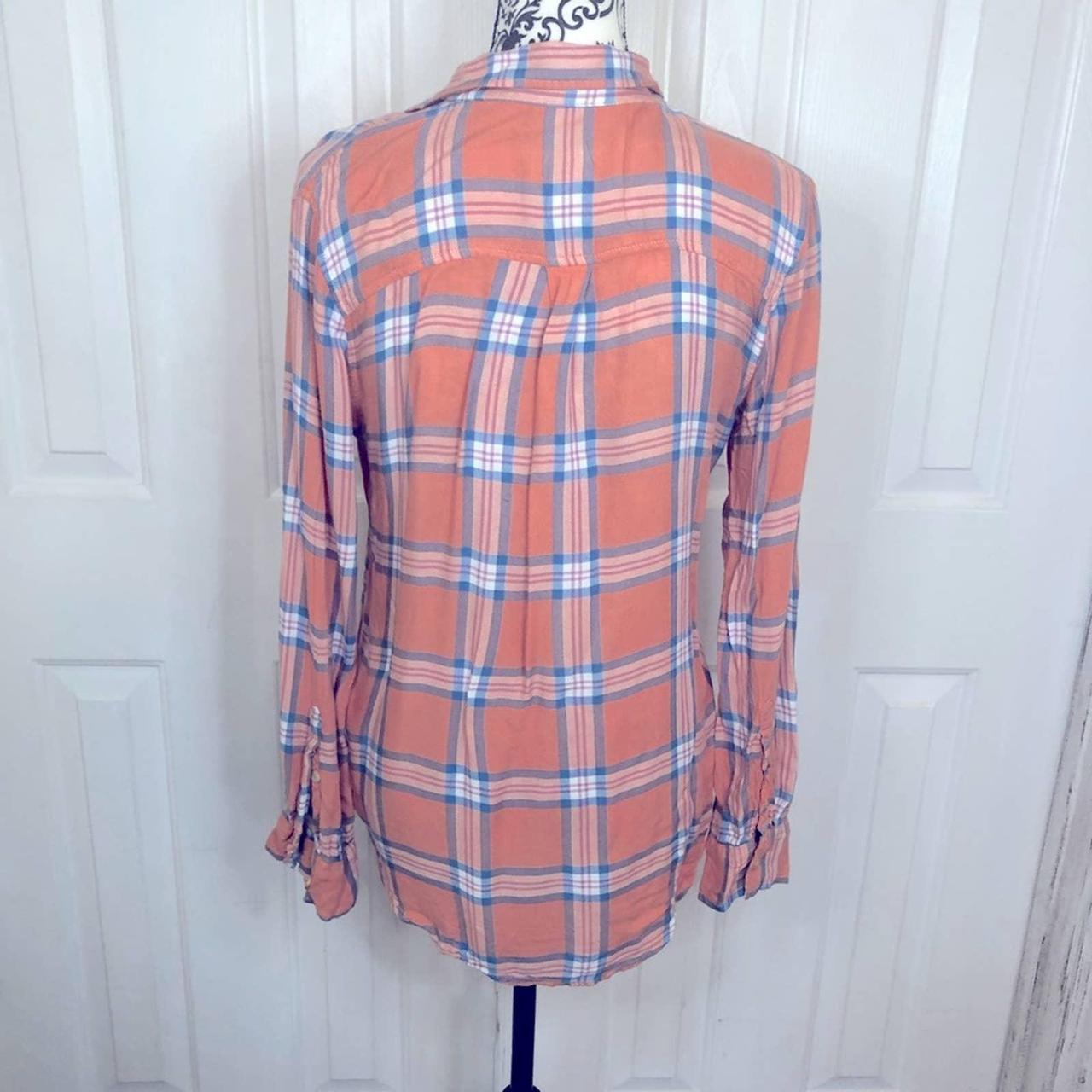 Abercrombie & Fitch orange and blue soft flannel shirt - Depop