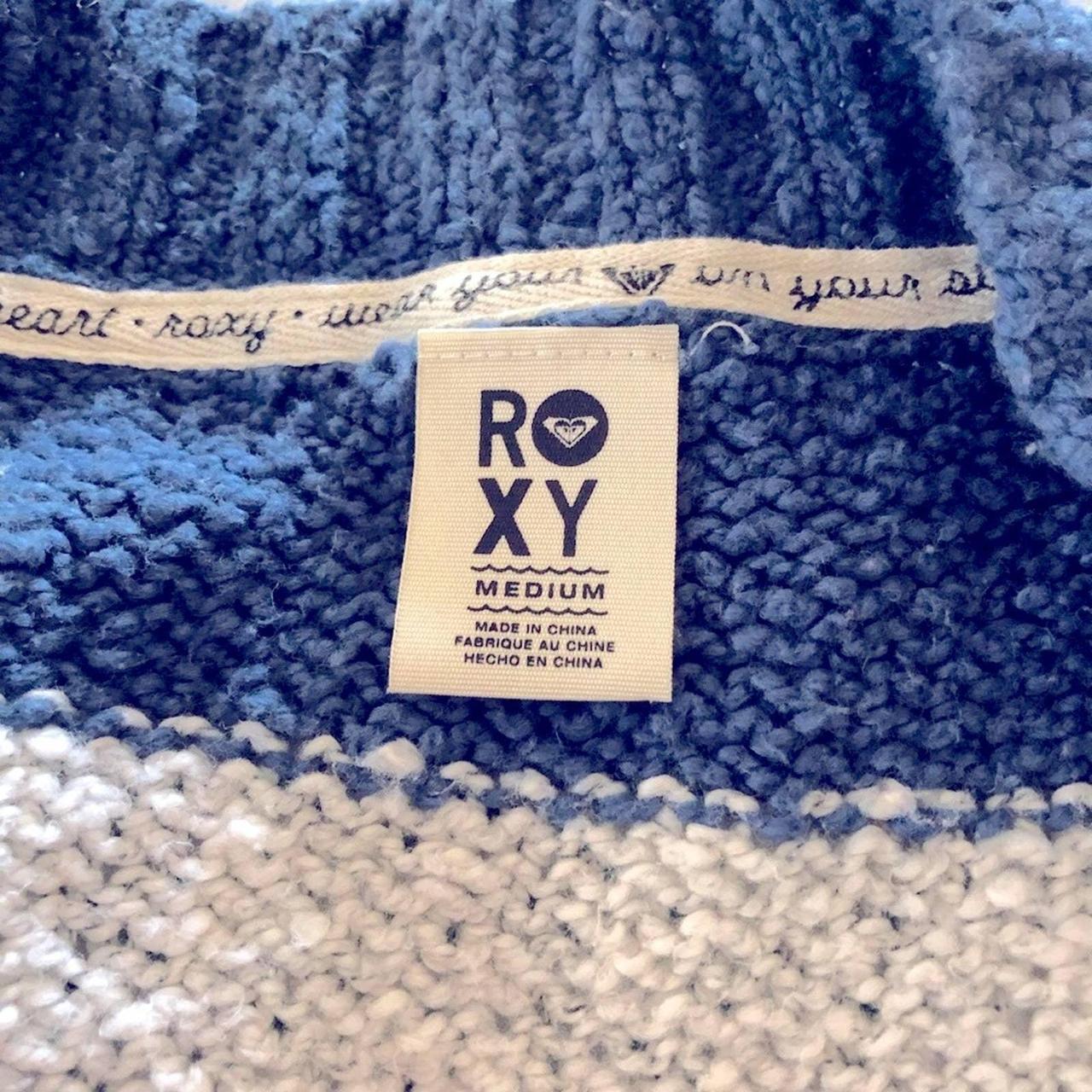 Roxy blue and white striped cardigan sweater - Depop