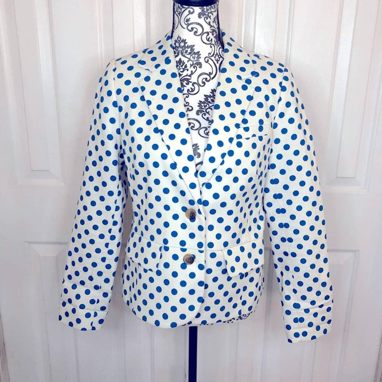 Boden Women's Blue and Cream Jacket Depop