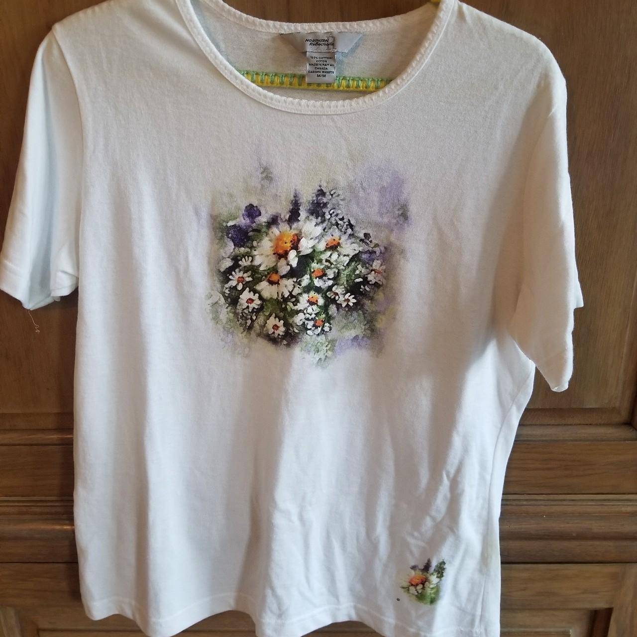 Northern Reflections tshirt with flower print. Size... - Depop