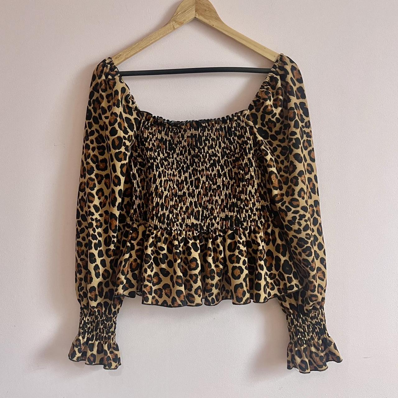 Leopard print long sleeve peplum top from New Look.... - Depop