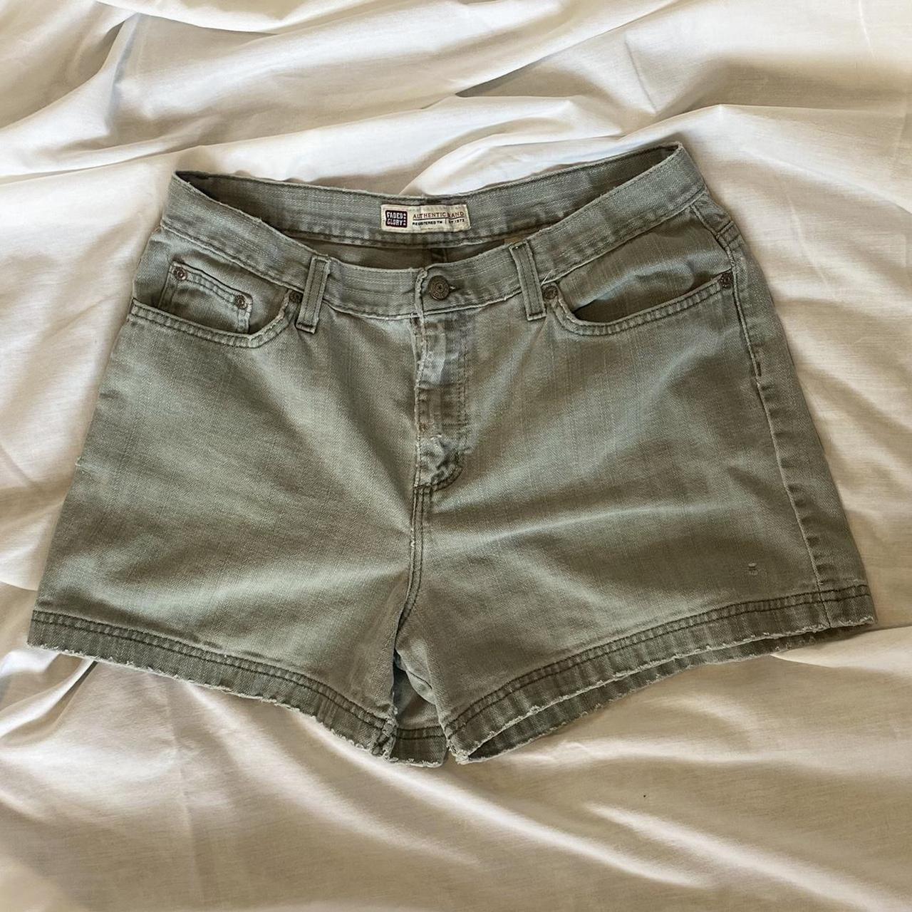 vintage sage green jean shorts