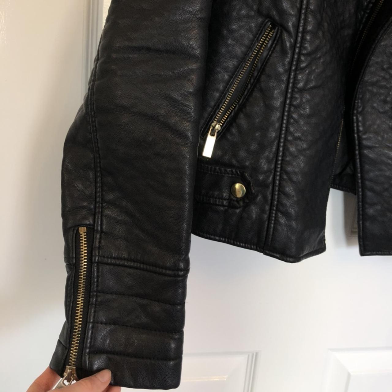 Black leather jacket from Dorothy Perkins. Worn a... - Depop