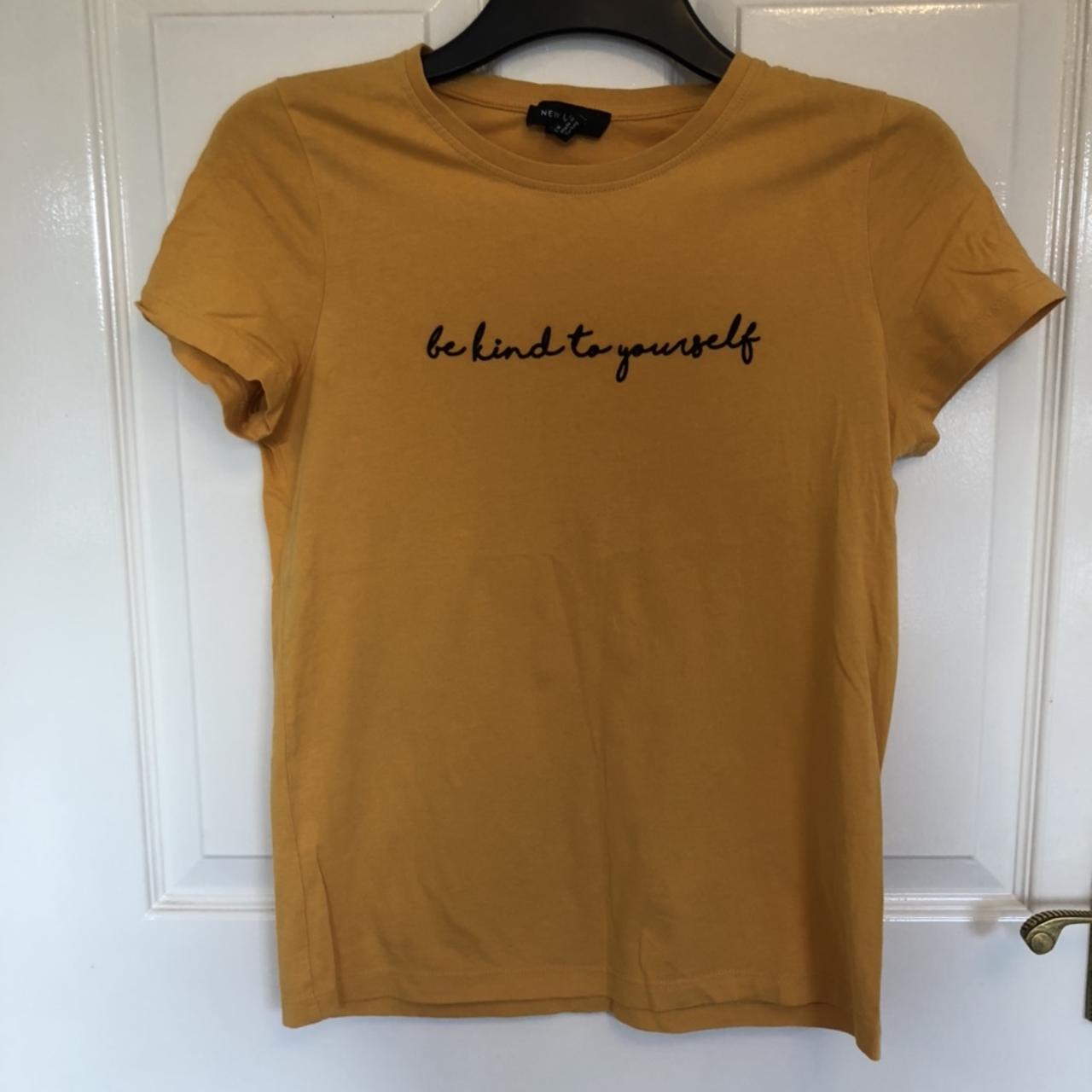 ‘Be kind to yourself’ yellow t-shirt. Only worn once... - Depop