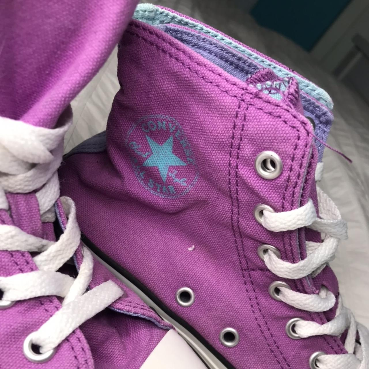 purple and turquoise converse