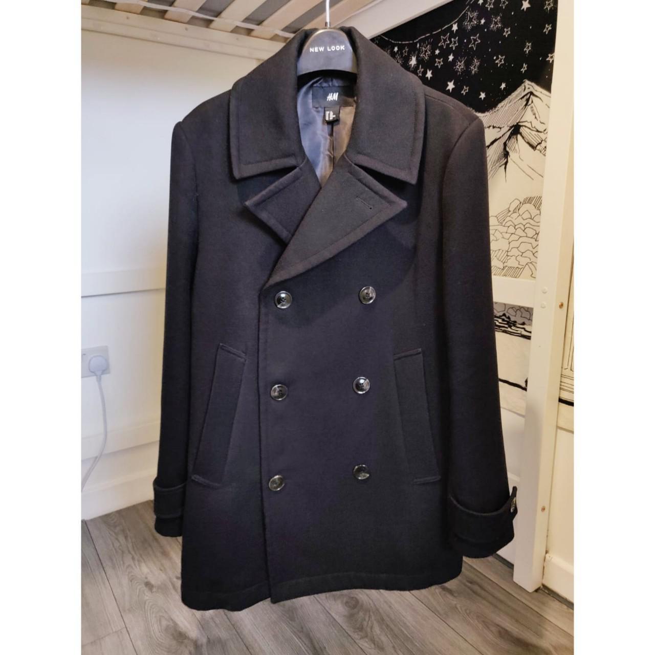 black peacoat black - thick heavy winter coat soft... - Depop