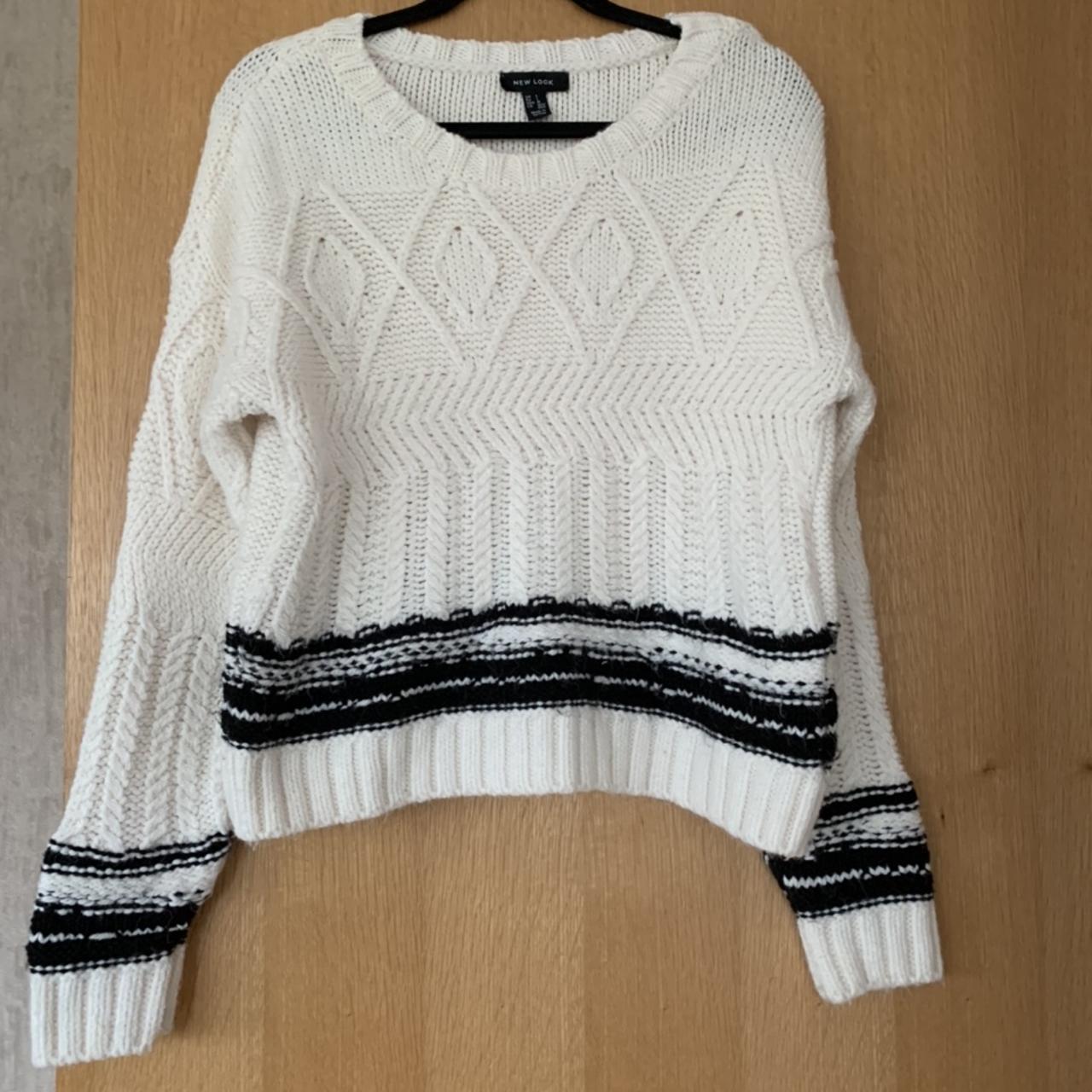 New Look cream jumper with black detail. Size L.... Depop