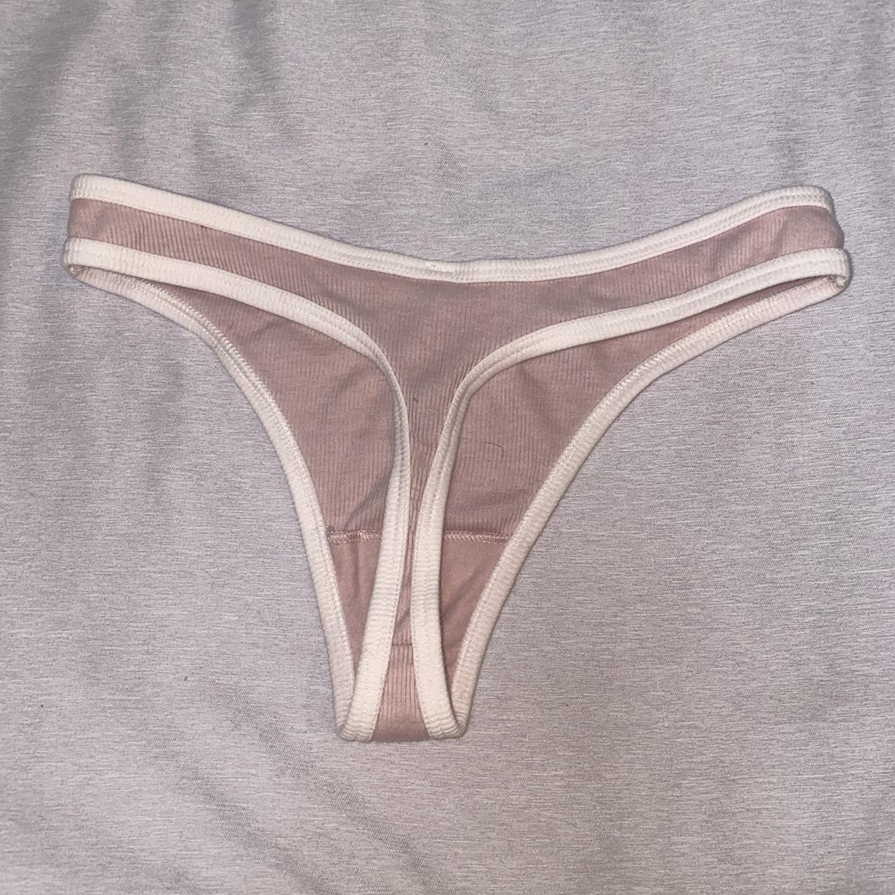 Victoria Secret PINK Ribbed thong pink and white