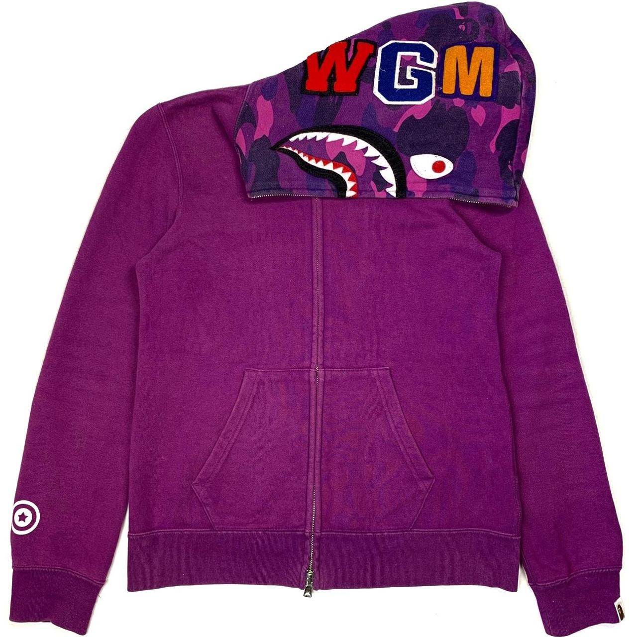 Authentic Bape Purple Camo Full Zip Shark Hoodie - Depop