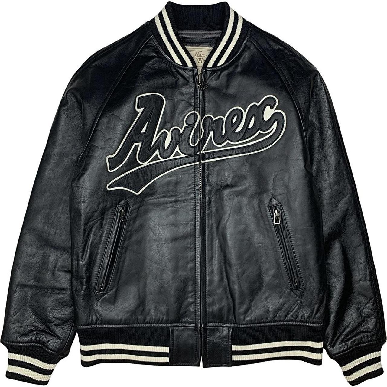 Authentic Avirex Front Spell Out Leather Varsity... - Depop