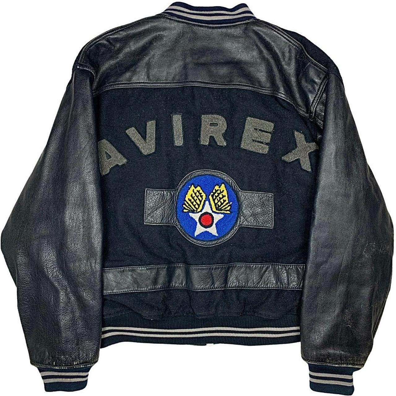 Authentic Avirex Spell Out Leather Wool Varsity... - Depop