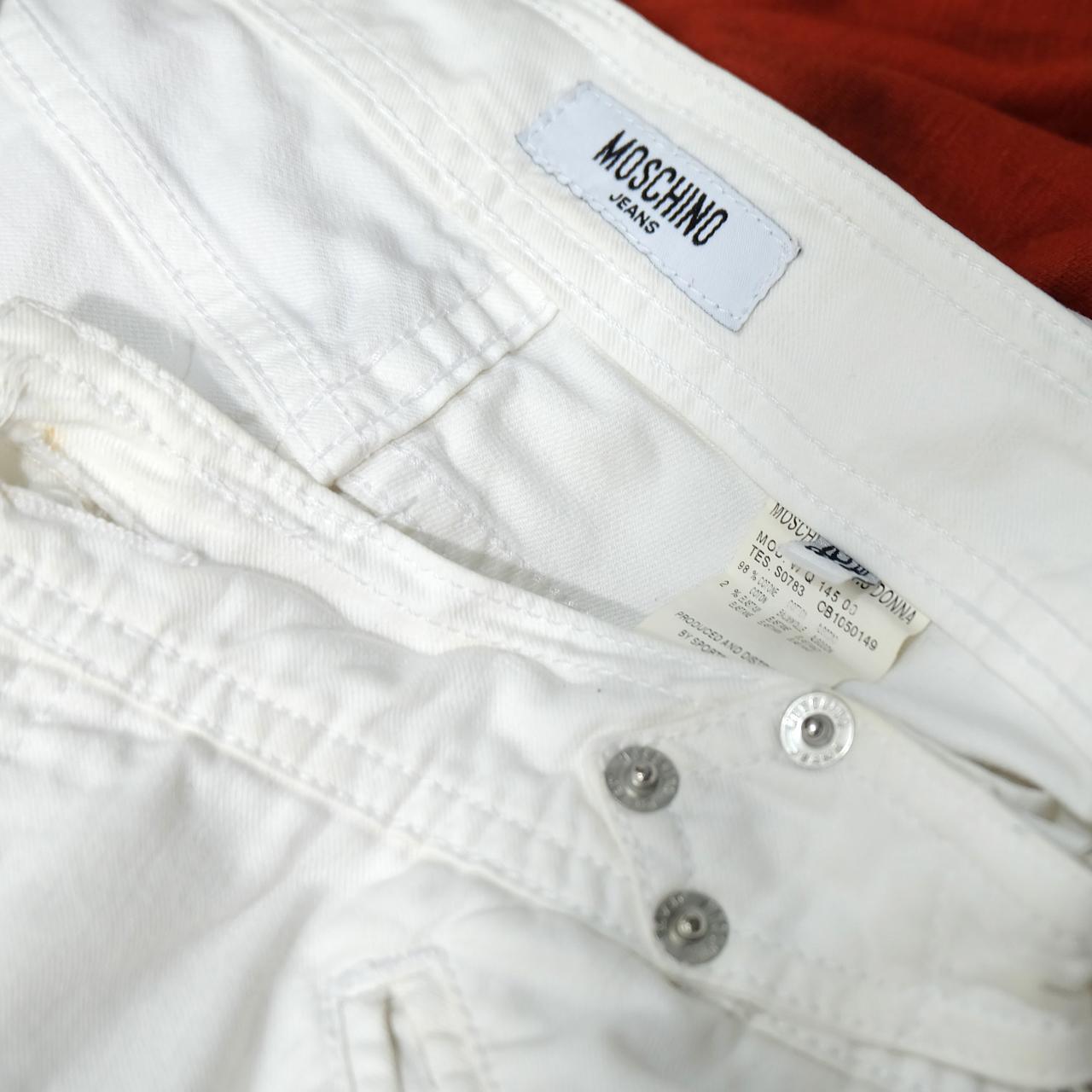 Vintage 00s Moschino white flared trousers with lots... - Depop