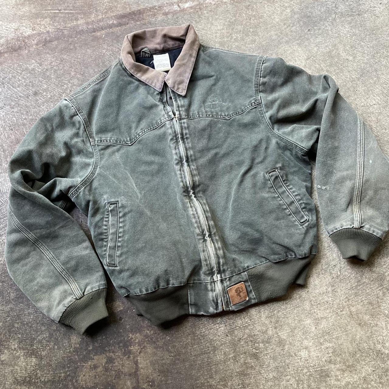 Vintage VTG y2k carhartt work jacket zip up size... - Depop