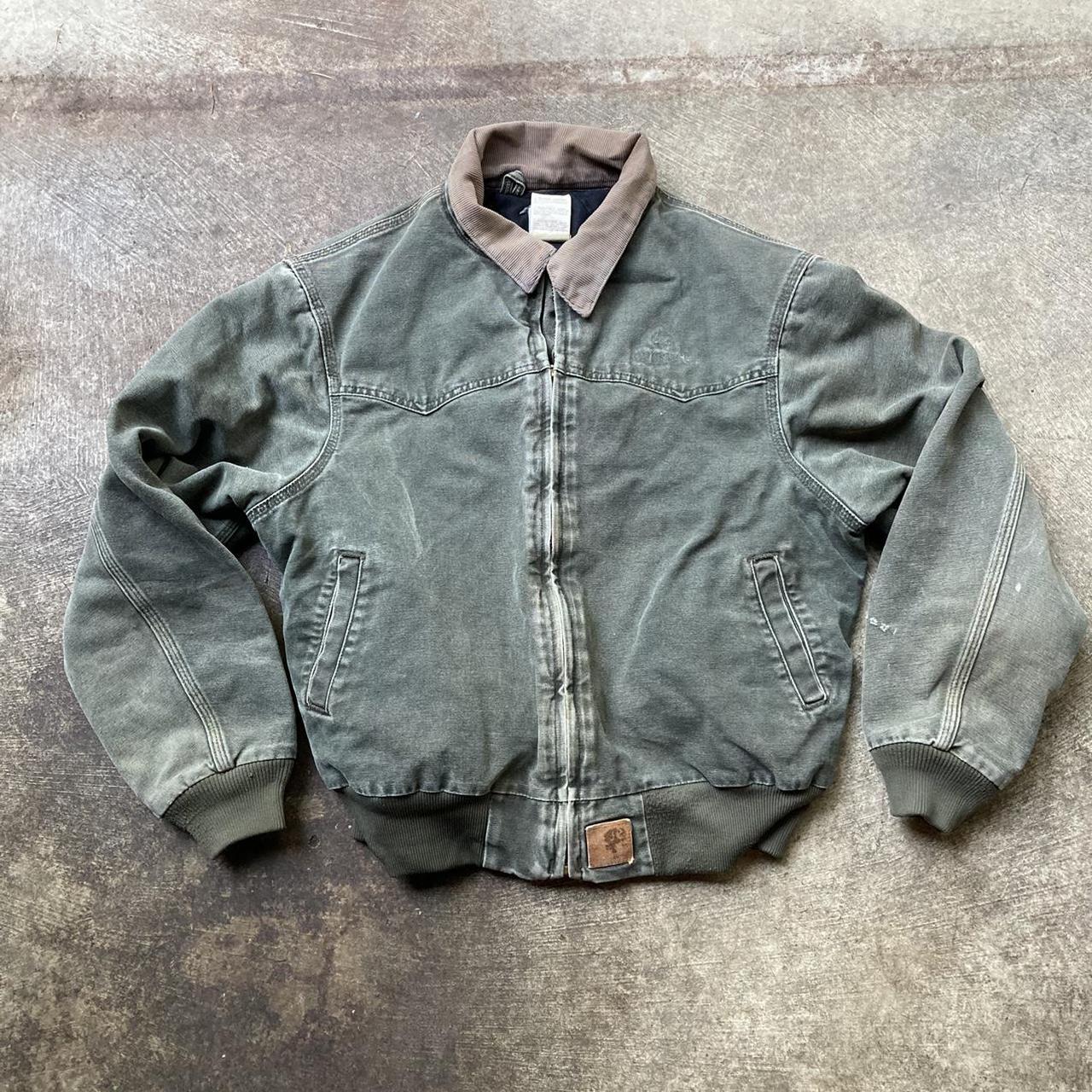 Vintage VTG y2k carhartt work jacket zip up size... - Depop