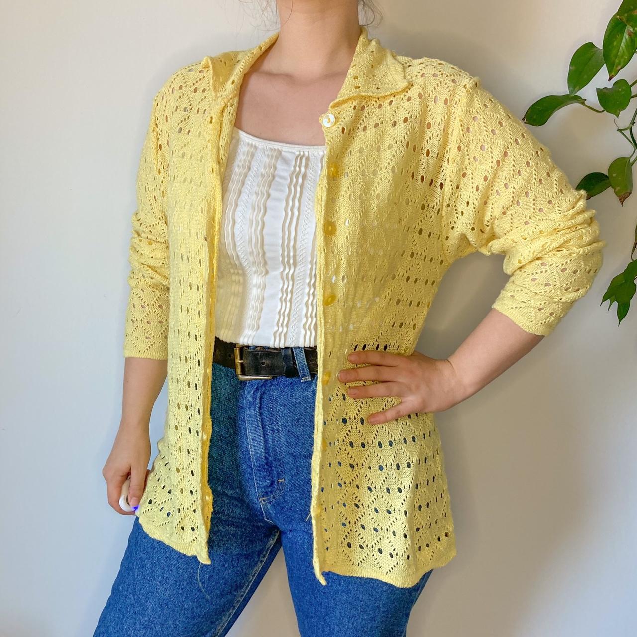 Women's Yellow Cardigan Depop