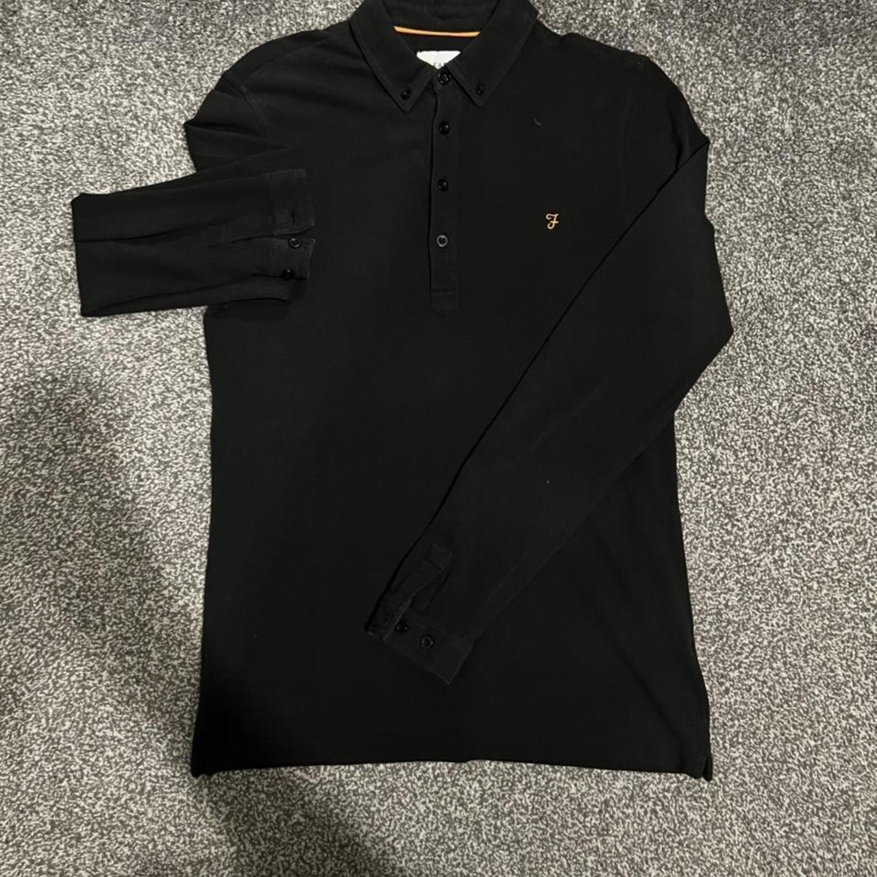 farah long sleeve polo black