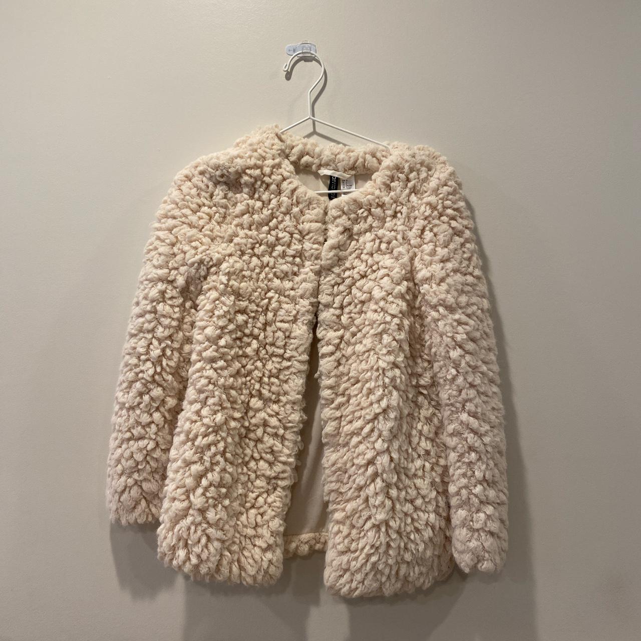H&M divided faux fur jacket, hook buttons and... - Depop