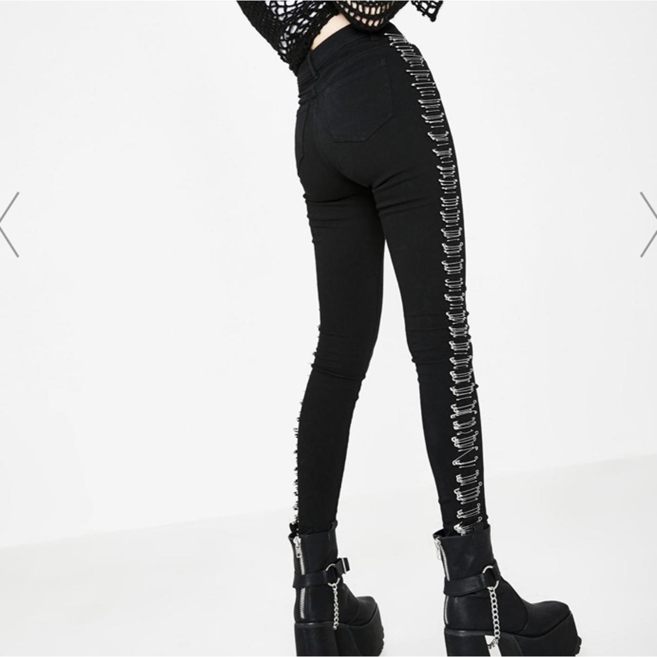 Safety pin black skinny pants. Worn twise but in... Depop