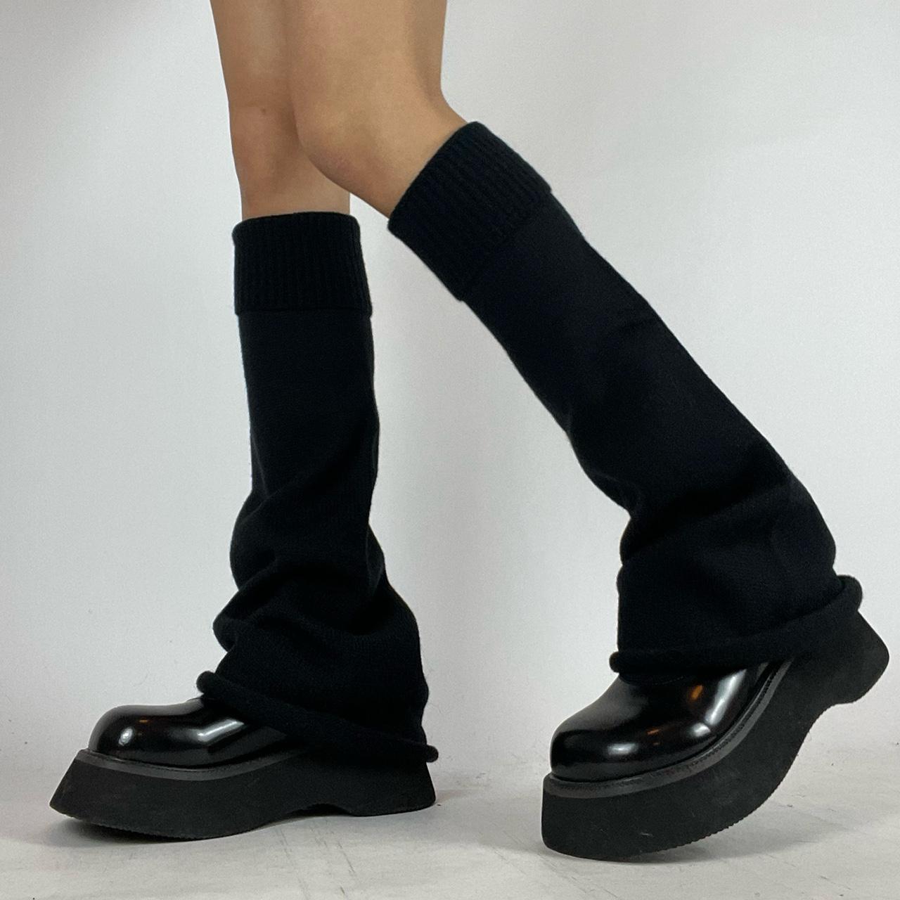 Black knitted flare leg warmers Best for... Depop