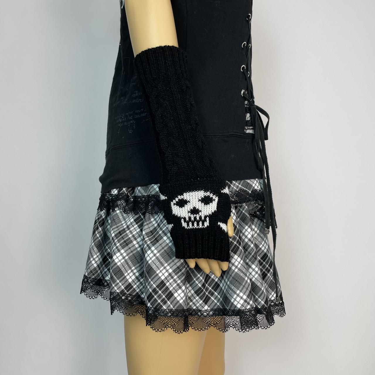 Harajuku goth punk emo skull print knitted arm... - Depop