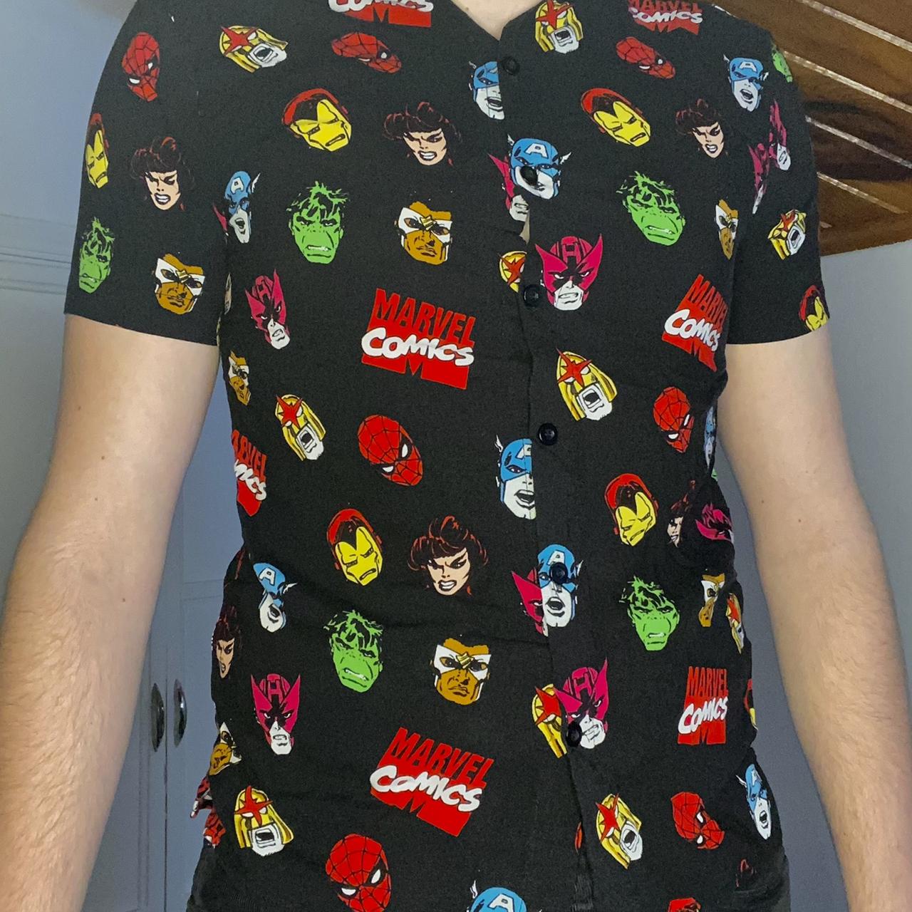 (RARE) ALL OVER MARVEL BUTTON UP SIZE S!! Super... Depop