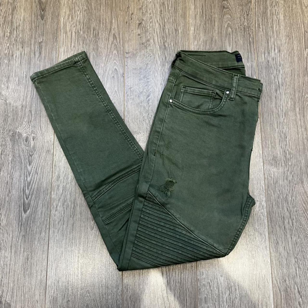 Zara Denim Khaki Biker Jeans W29 Excellent... Depop