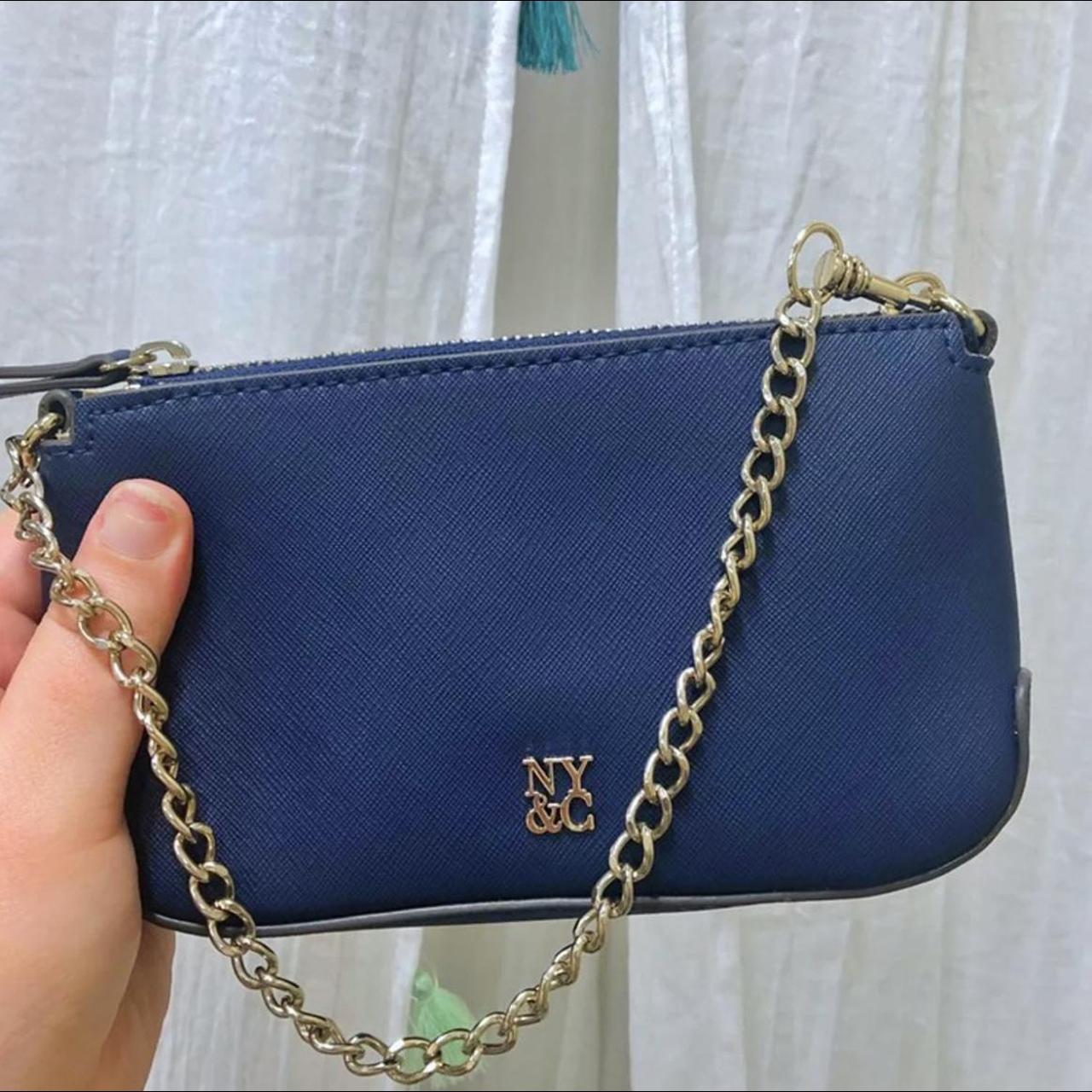 y2k New York & Company baguette bag with chain - Depop