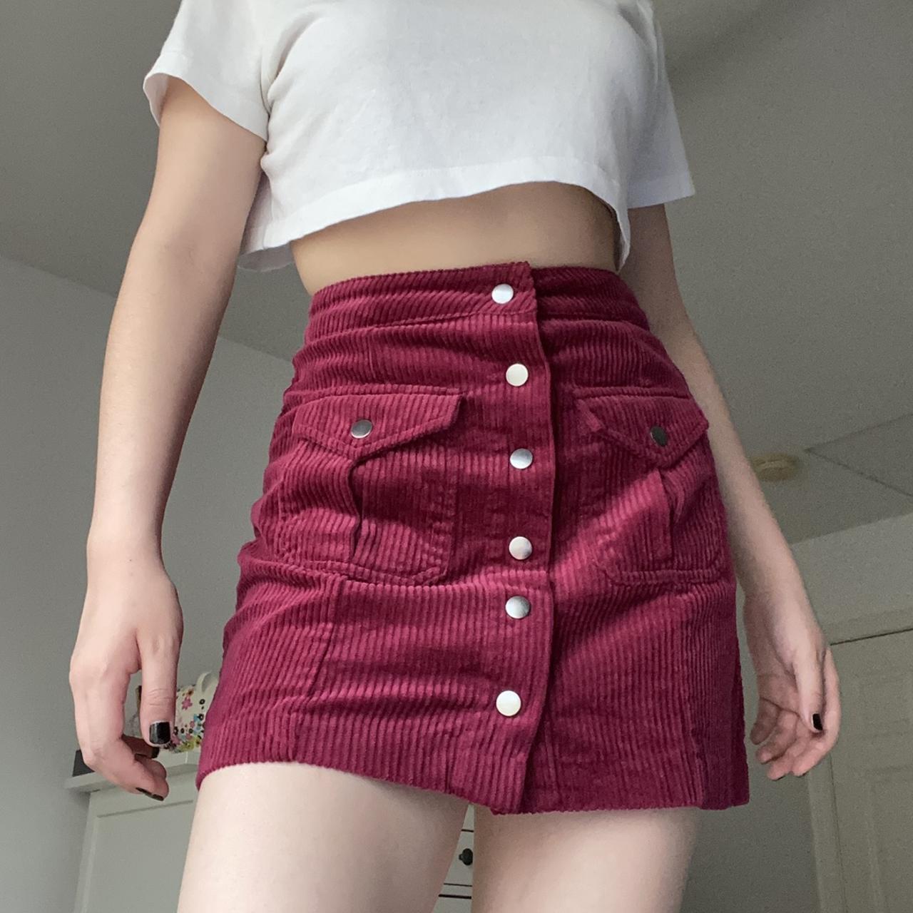 burgundy corduroy skirt forever 21