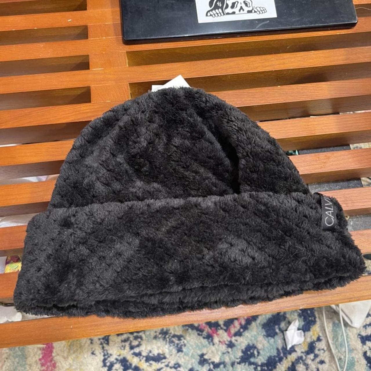 calvin klein faux fur beanie