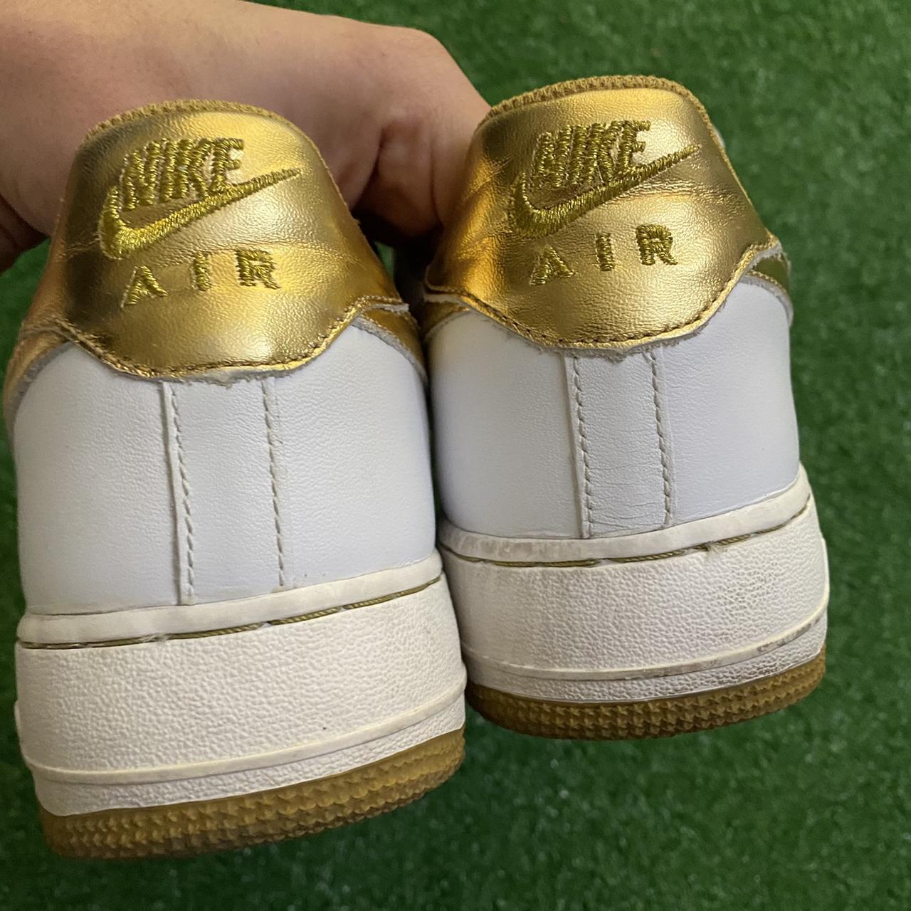 Size 12 Nike Air Force 1 '07 LV8 Gold Foil Swoosh White/Gold Olympic  Men's Shoes