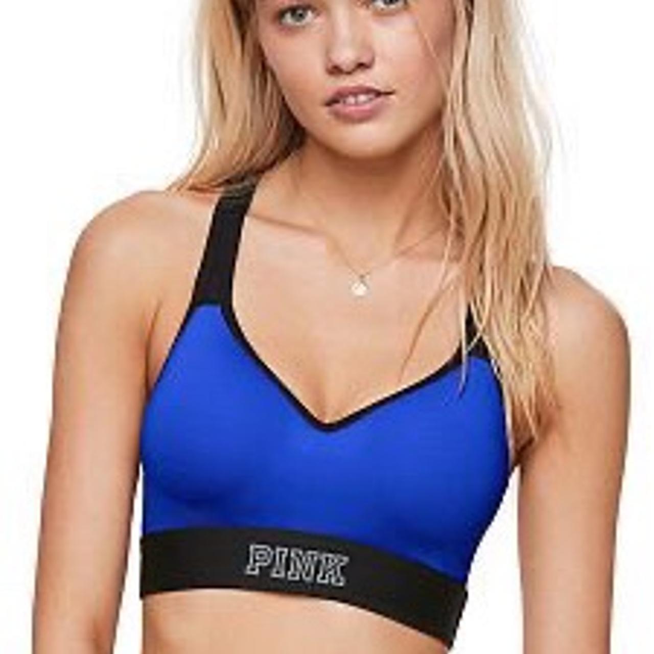 PINK blue Victoria's Secret sports bra push up bra - Depop