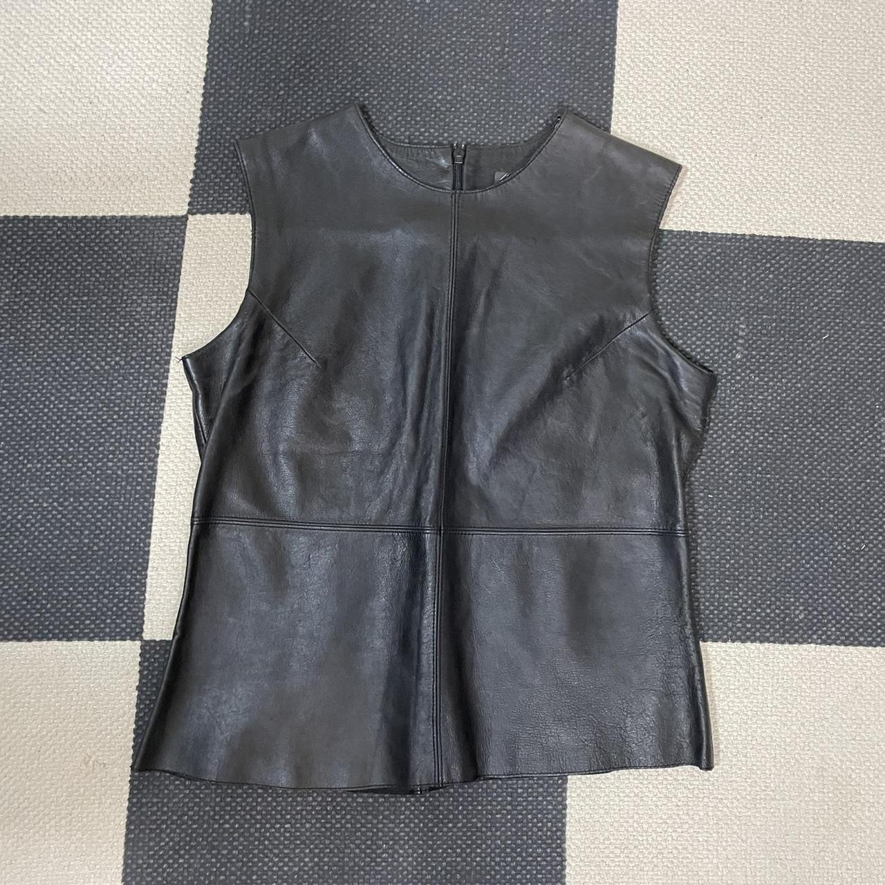 Badass genuine leather tank sleeveless top with... - Depop