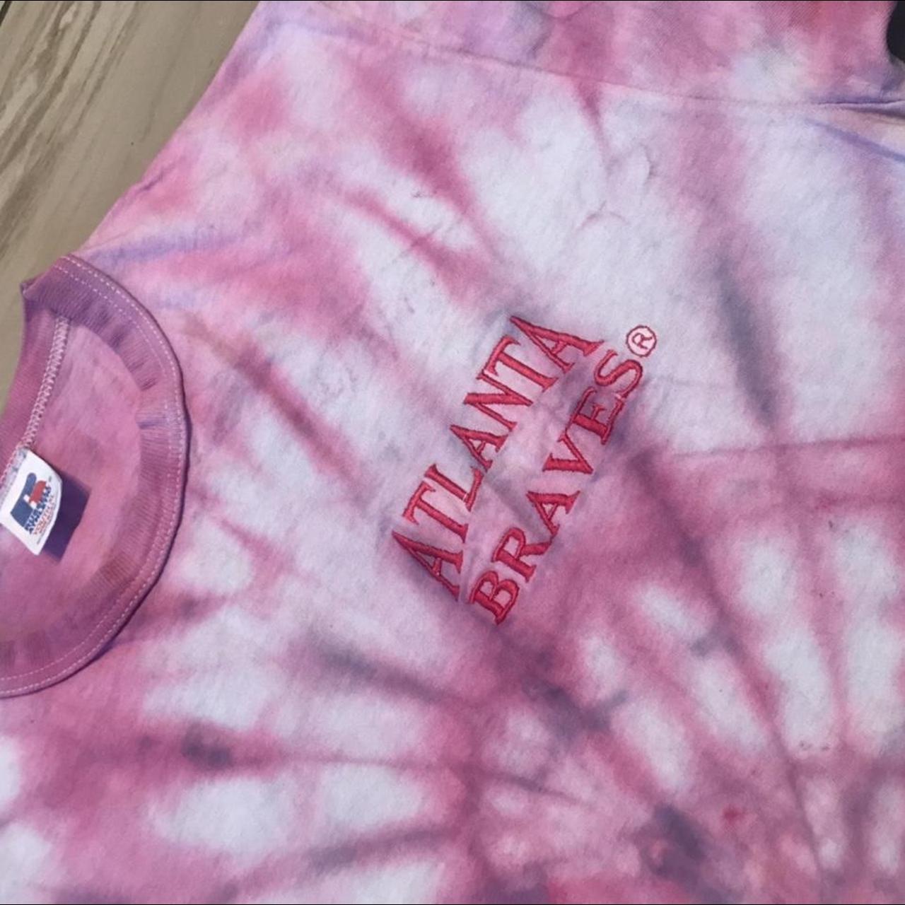 Women's vintage Atlanta Braves Tie-Dye T-shirt Sz- - Depop