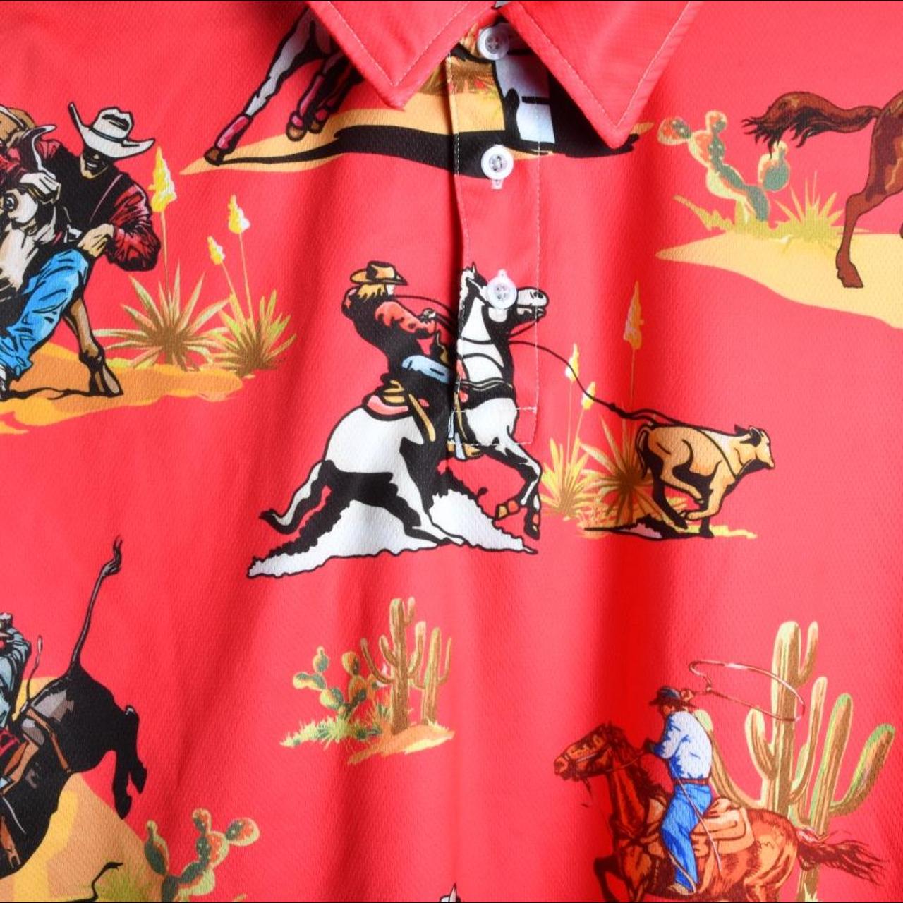 All over print Cowboy Polo size Large... - Depop