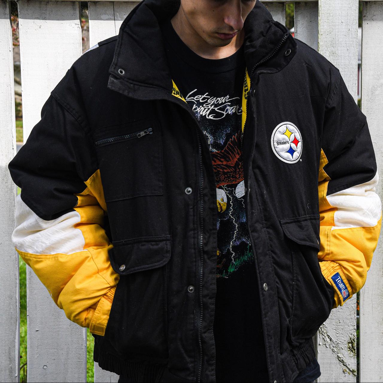 Vintage 90s Pittsburgh Steelers NFL Triple Fat Goose Down Puffer Coat size  large