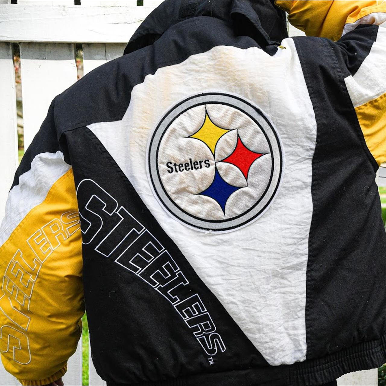 Vintage 90s Pittsburgh Steelers NFL Triple Fat Goose Down Puffer Coat size  large