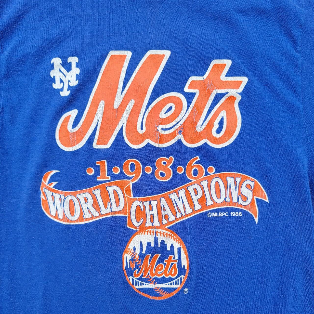 Vtg Single Stitch 1986 New York METS World Champs T-shirt 