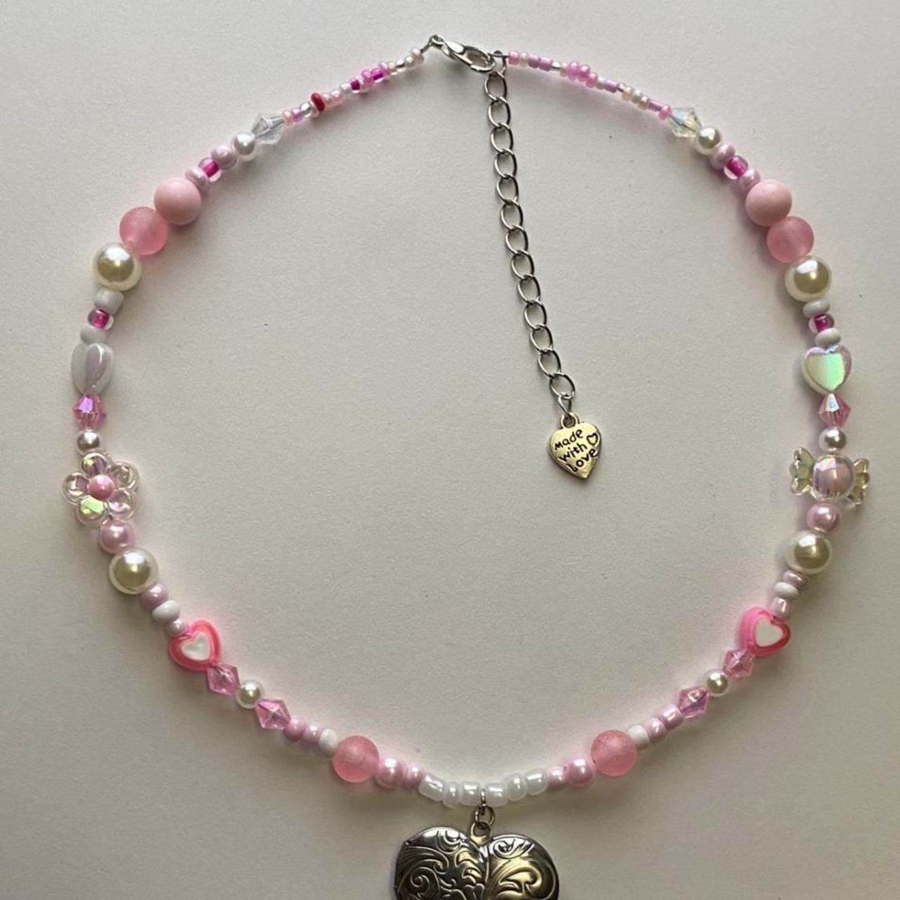 pink taehyung heart locket necklace